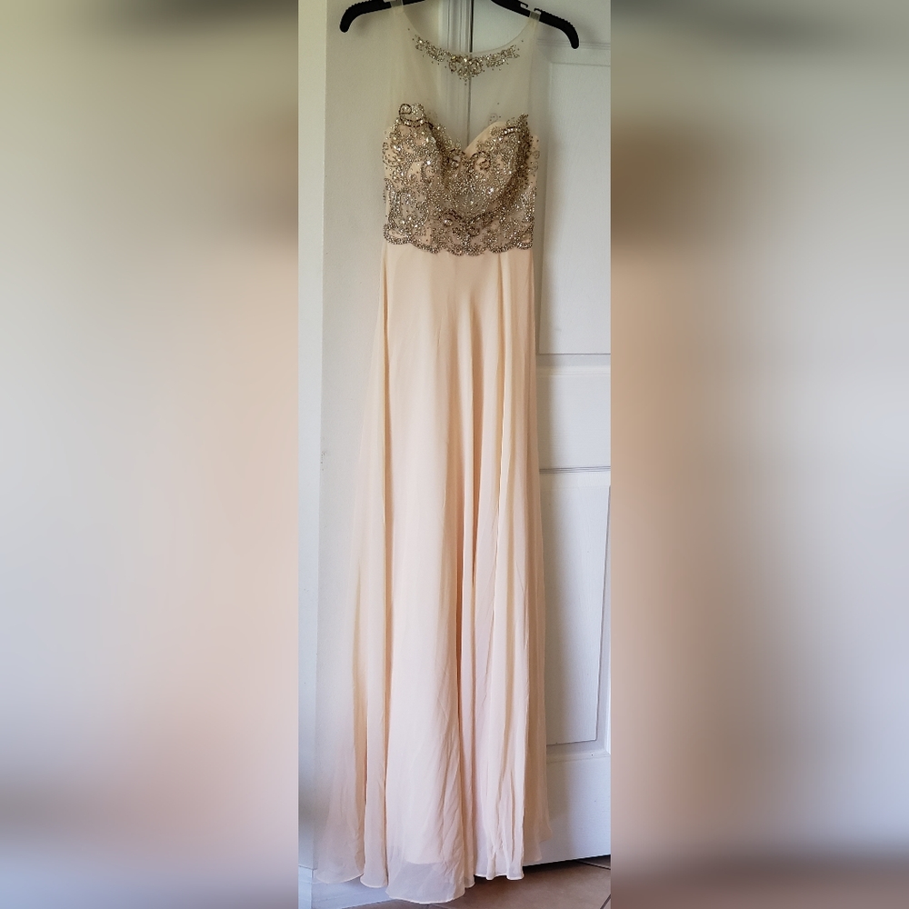 Size Small Embellished Fashion Nova Cream Gown - Picture 1 of 4
